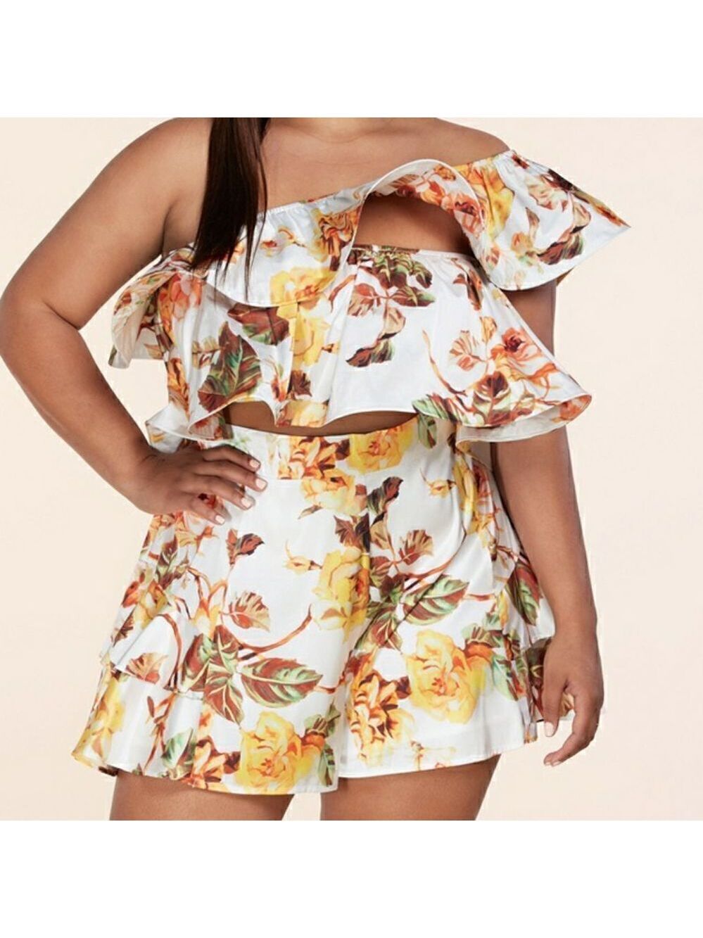 New Plus Size Floral Two-Piece Shorts Set by L’atise by Amy - Picture 4 of 10